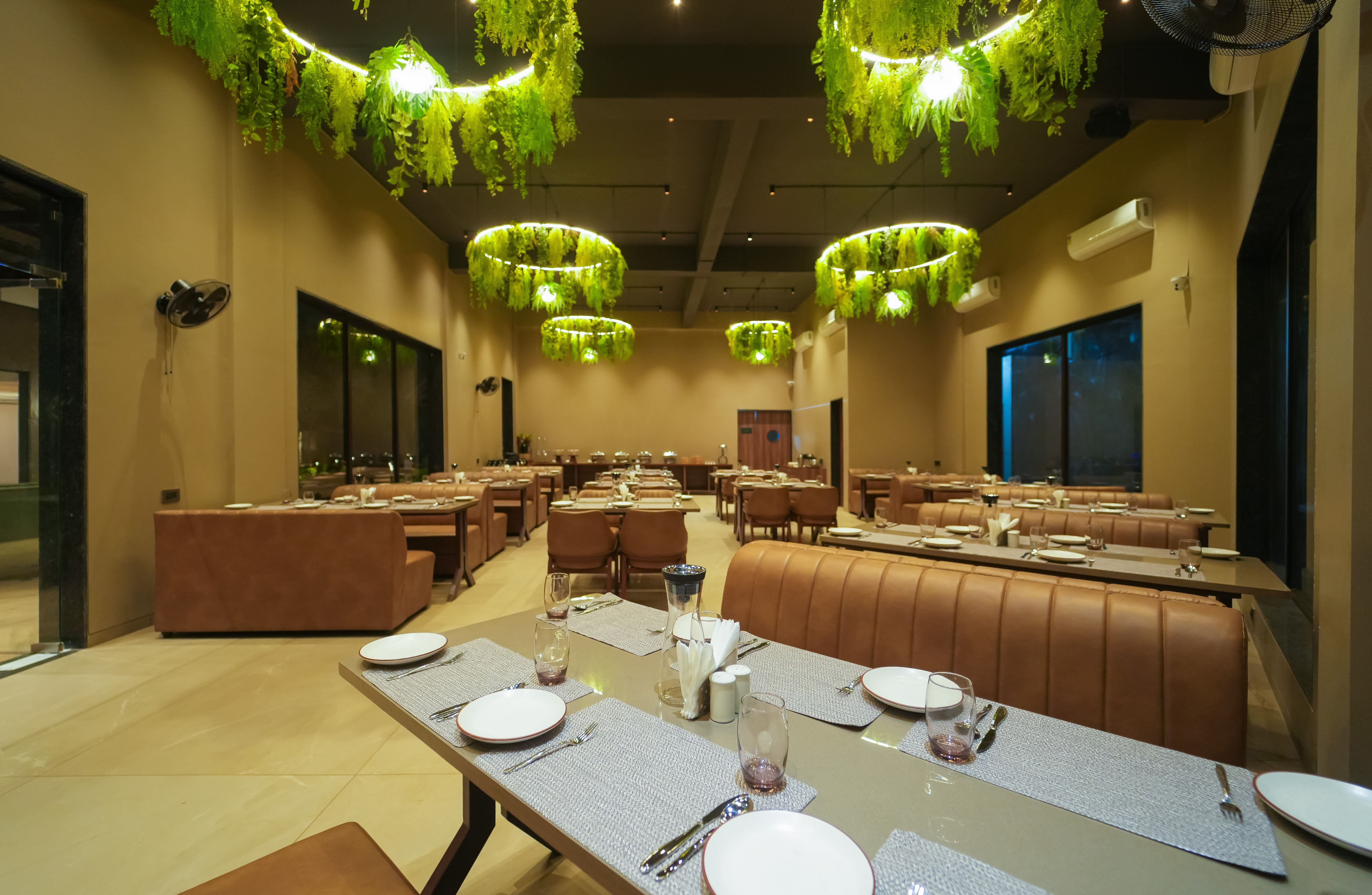 Green Lux Alibaug dining hall setup
